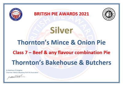 Thornton's Mince and Onion Pie Silver Award